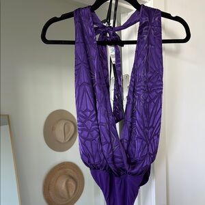 Bebe Purple Patterned Bodysuit